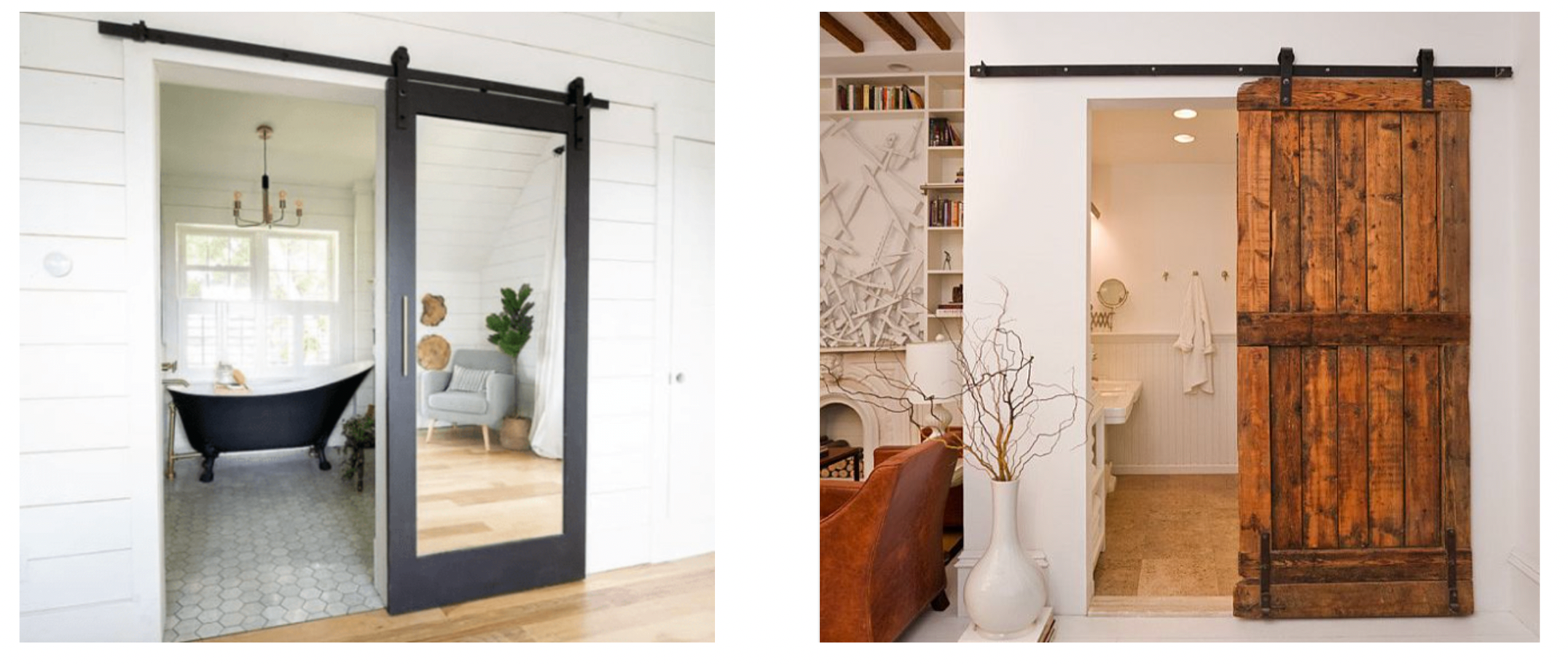 Sliding Barn Doors - Framed with a Decorative Mirror // Re-purposed Wood Barn Door