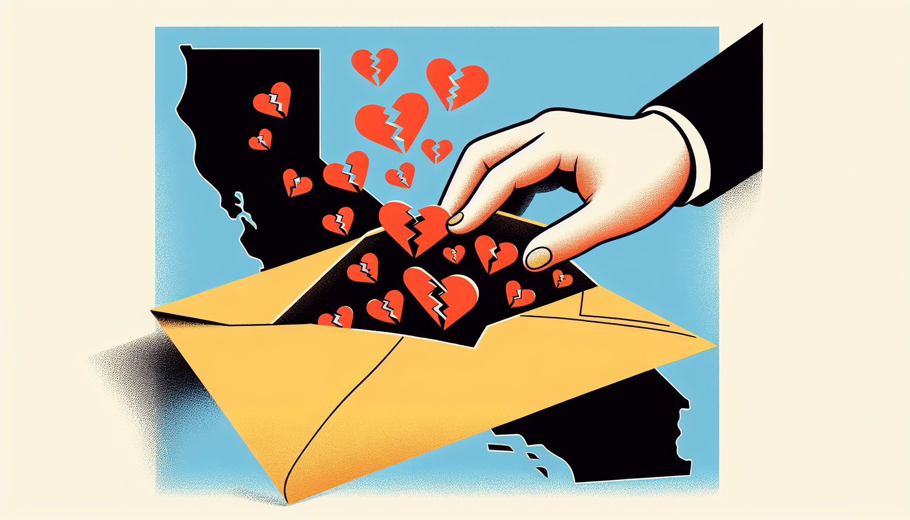 Illustration of legal documents representing California's no-fault divorce system
