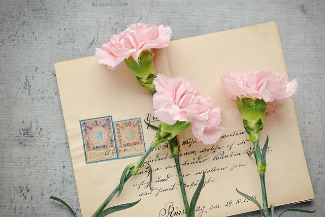 letter, envelope, flowers