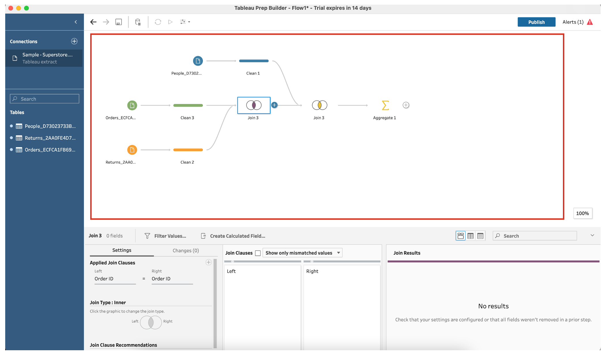 Flow pane in Tableau Prep Builder