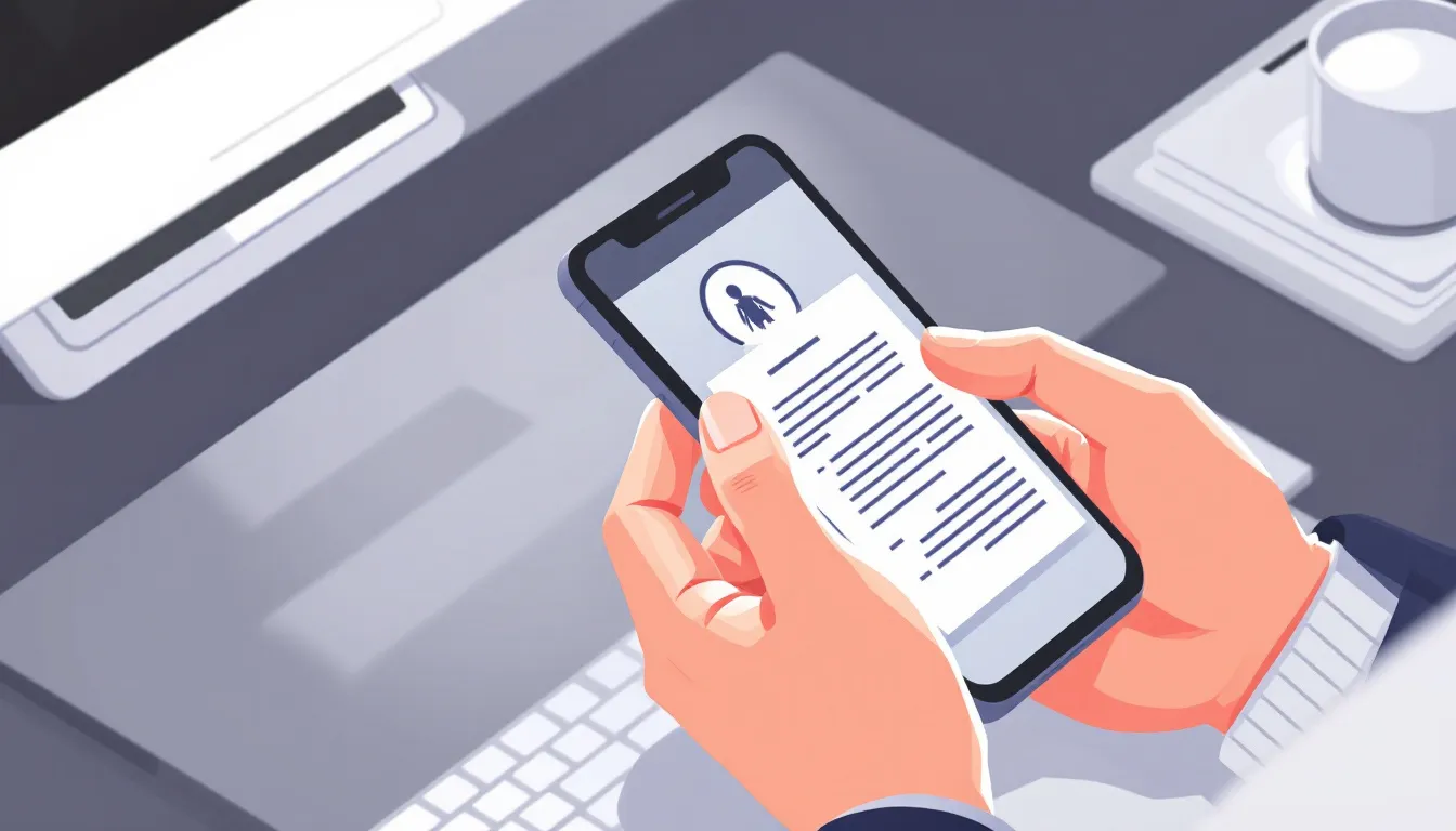 Eine Person scannt Dokumente mit einem Smartphone.