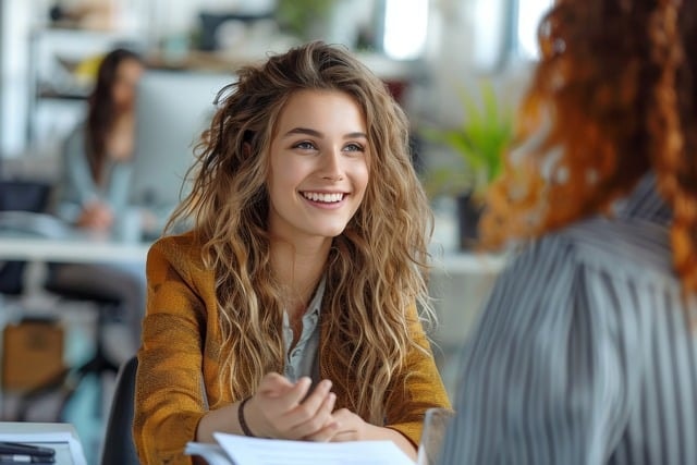 A young woman therapist practices with another as part of a motivational interviewing network