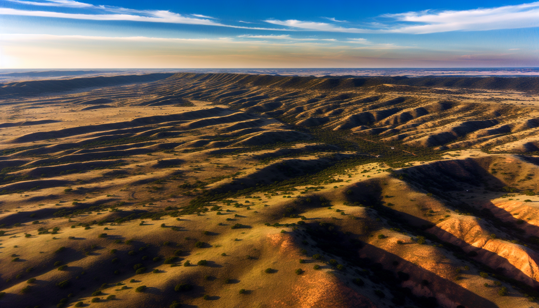 Vast undeveloped areas in Texas with rolling hills and expansive landscape
