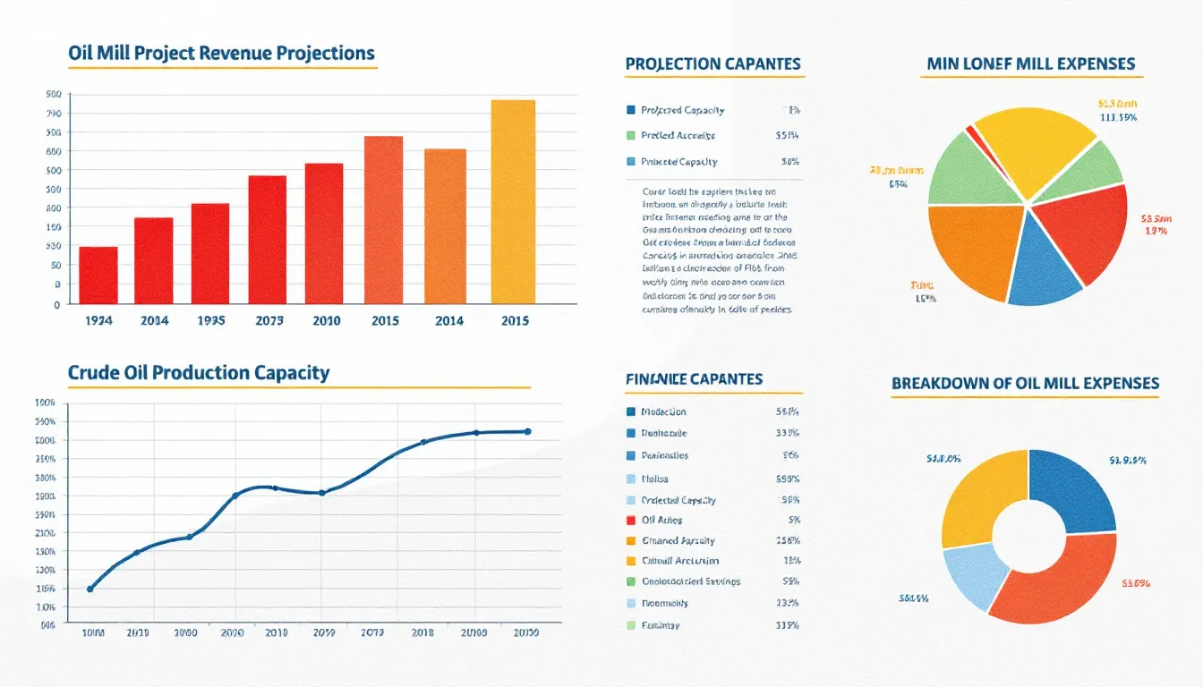 Financial analysis charts related to mini oil mill projects.