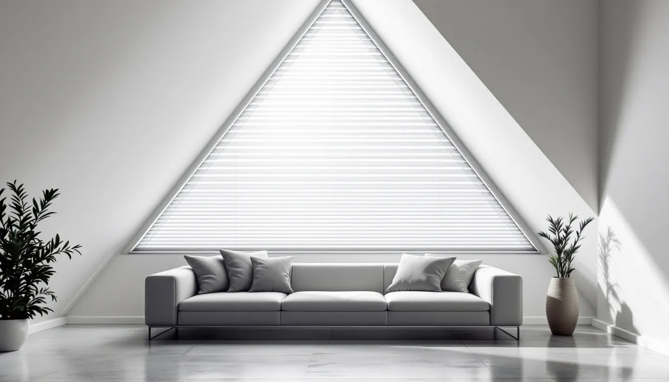 Aluminum blinds fitted for triangular windows.