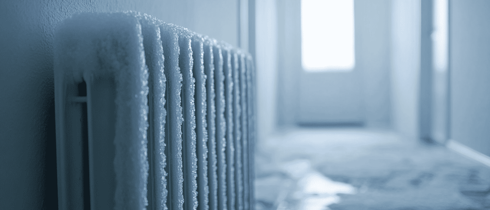 An illustration of a cold radiator with a thermostatic radiator valve.