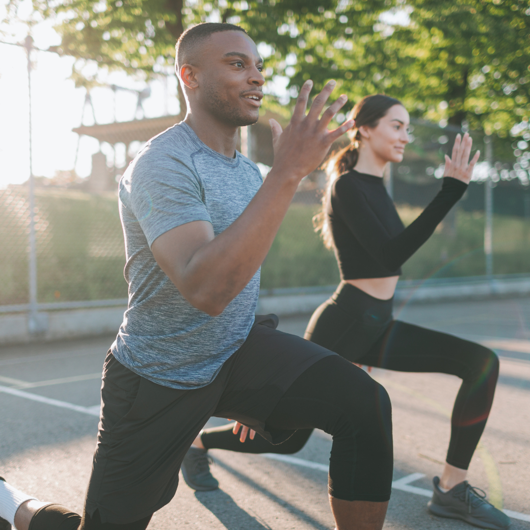 two people working out together