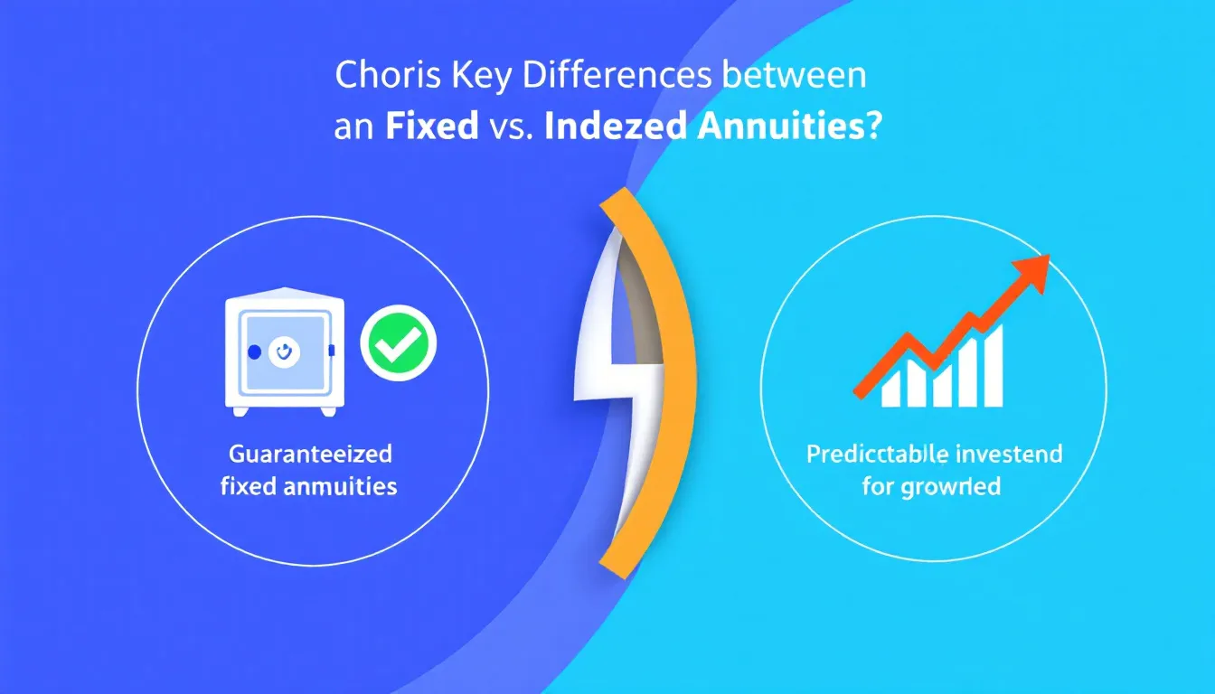 A chart comparing key differences between fixed and indexed annuities, including risk and potential earnings.