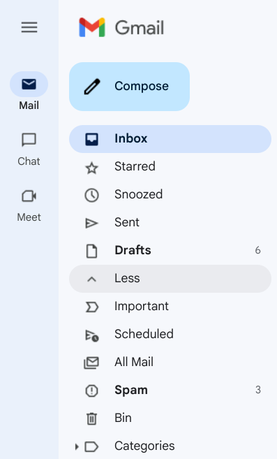 All Mail on the Gmail website view