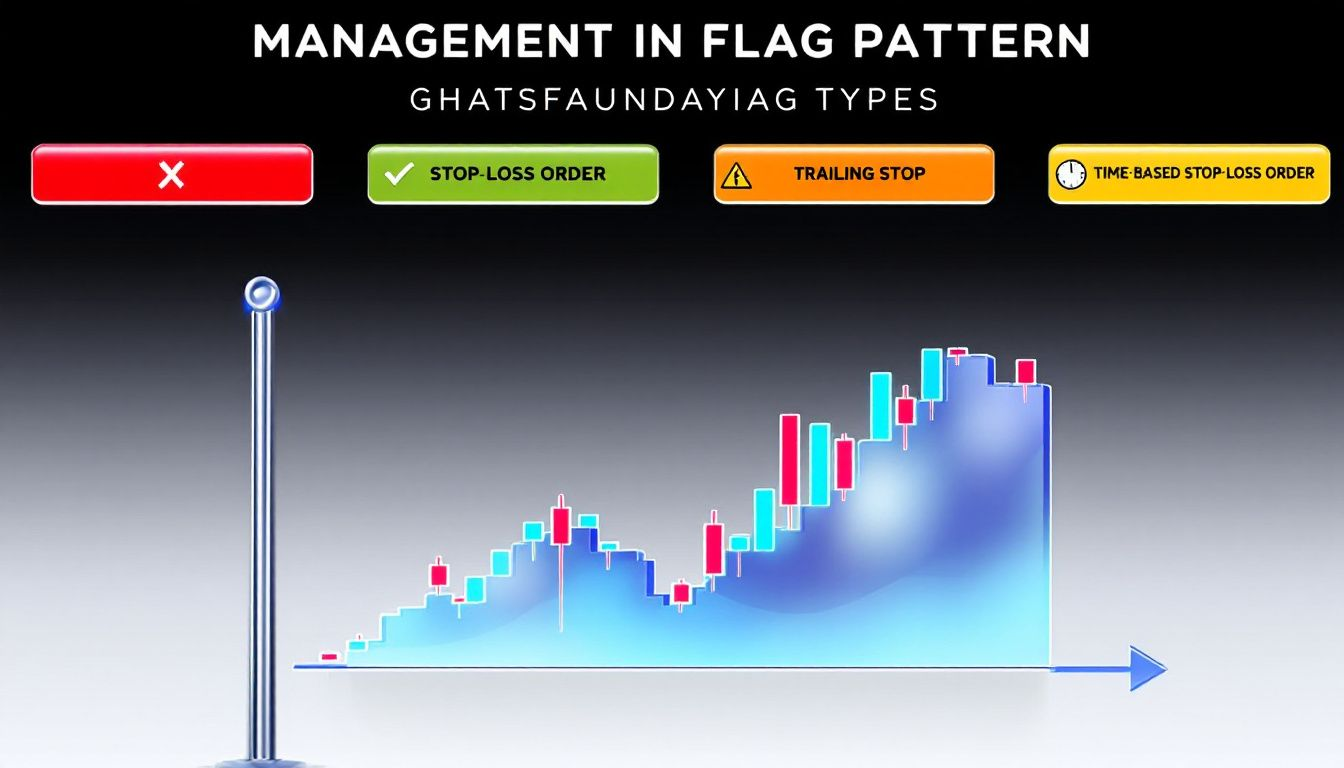 A visual guide to risk management in flag pattern trading.