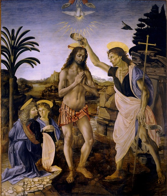 baptism of christ, leonardo devinci, andrea del verrocchio