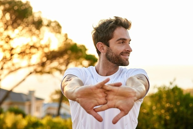 Healthy person stretching
