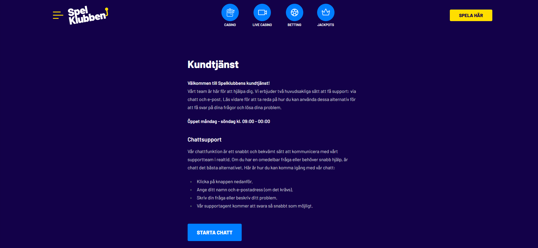 Spelklubbens kundtjänst