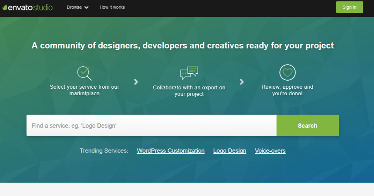 Best Freelance Websites for Beginners envato studio