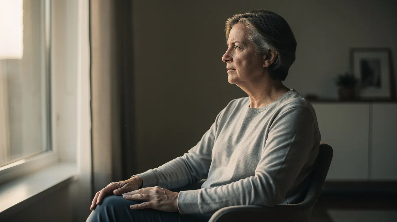 An adult sits pensively by a window, bathed in soft natural light, reflecting on their past experiences and the impact of childhood trauma on their adult relationships. This moment of self-reflection highlights the importance of mental health and understanding attachment styles in fostering healthy connections.