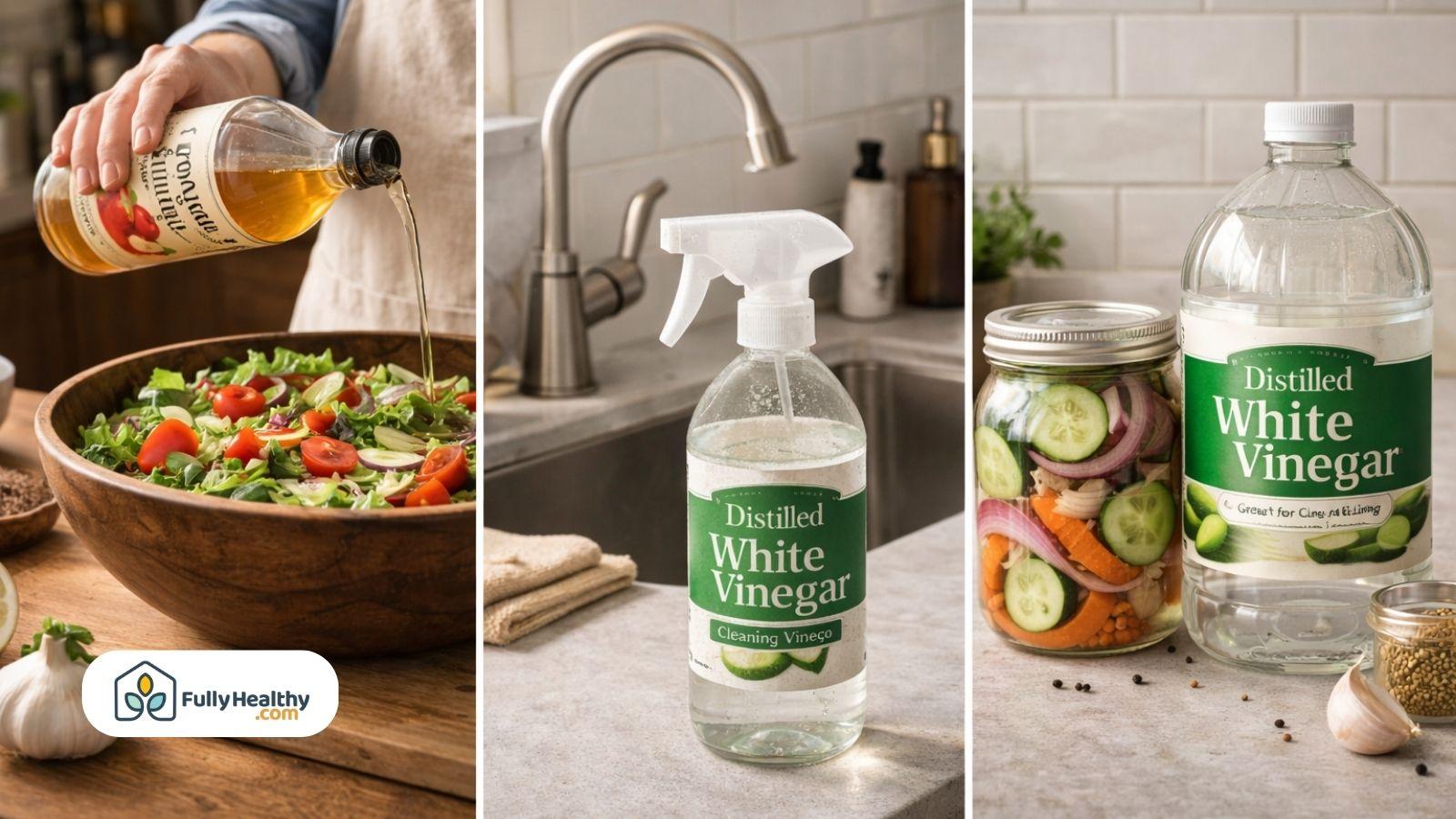 Vinegar used for cooking cleaning and pickling vegetables in kitchen