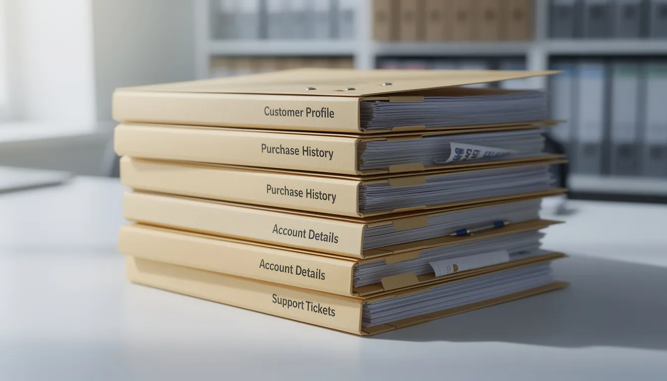 The image features a stack of file folders, symbolizing consumer data records that may include information from credit reporting agencies and secondary credit reporting agencies. These folders represent crucial elements like credit reports, employment screening, and tenant screening reports, which are essential for financial institutions and other businesses in assessing consumer credit history.