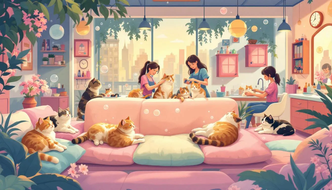 A serene environment for cat grooming services, highlighting stress-free grooming.