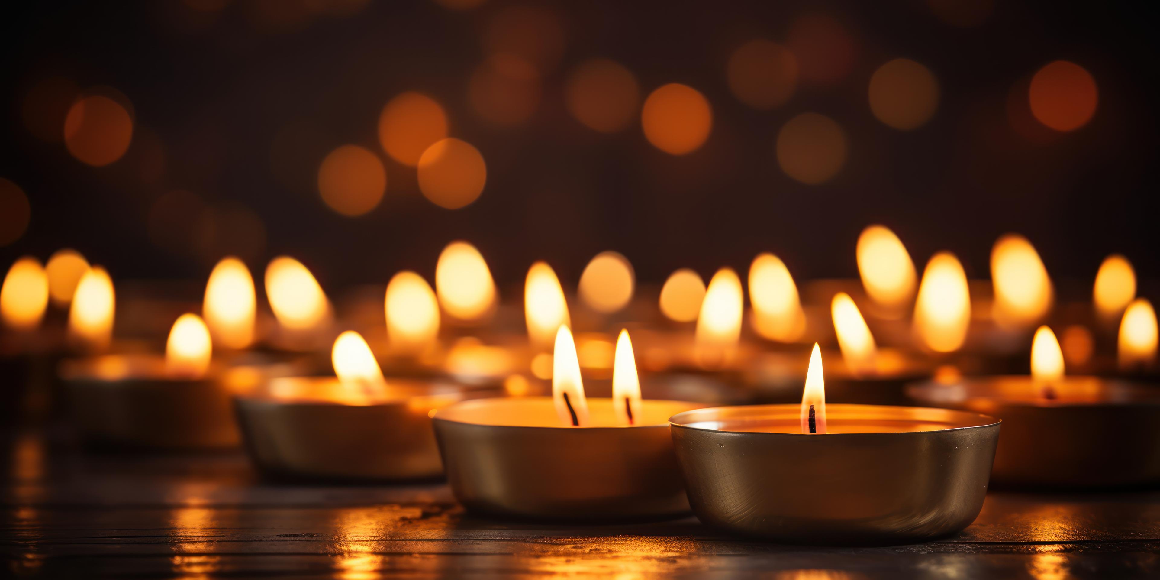 A bunch of lit candles