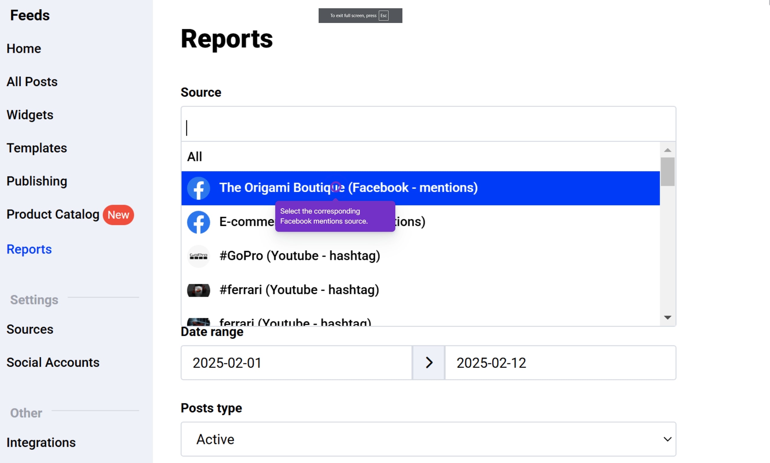 exporting all facebook mentions in embedsocial