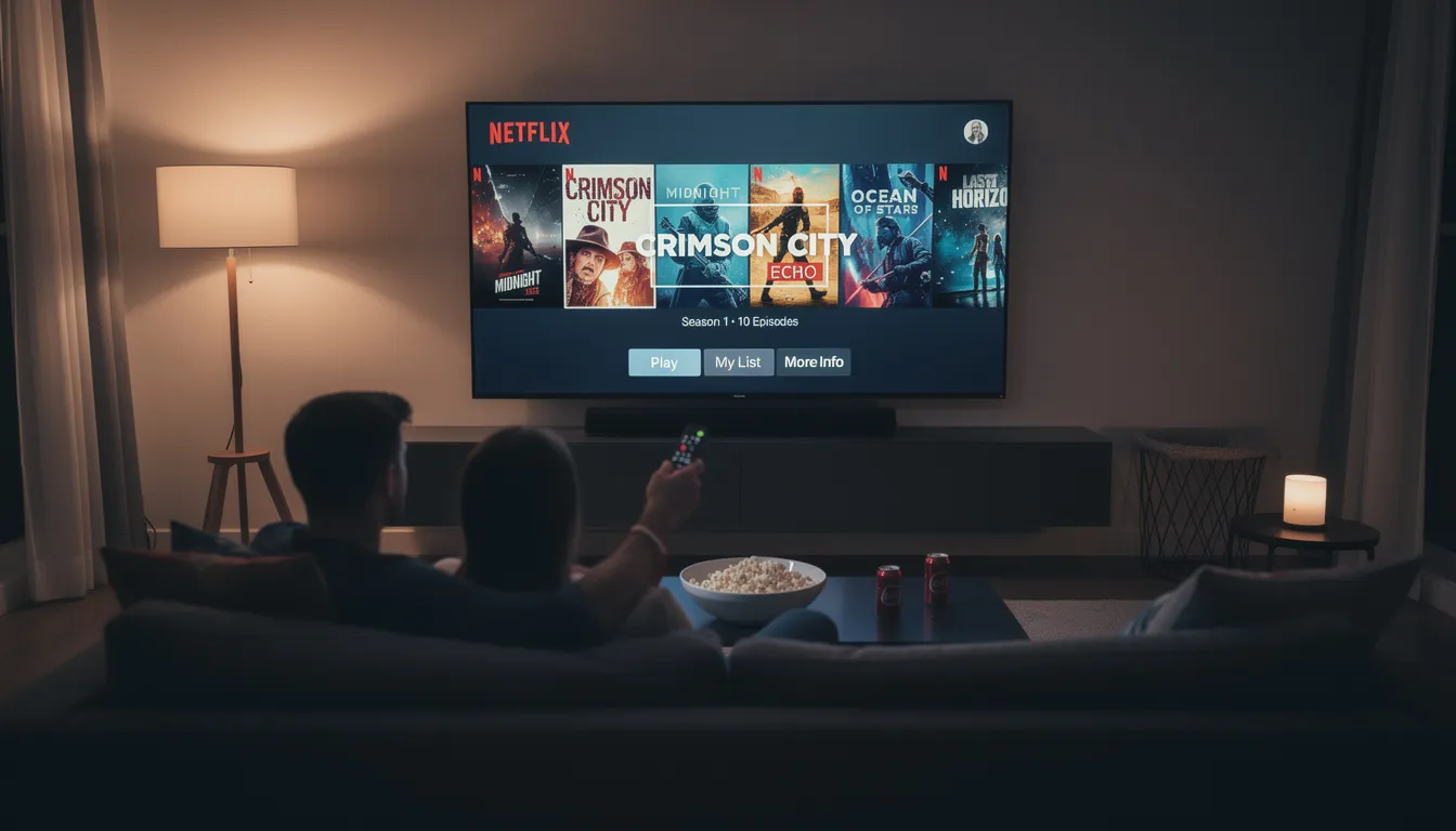 Das Bild zeigt eine Auswahl an bekannten deutschen Filmen und Serien auf Netflix, darunter Werke von Regisseuren wie Fatih Akin und Tom Tykwer. Diese Filme bieten eine unterhaltsame Möglichkeit, Deutsch zu lernen und die Sprache durch spannende Geschichten und Charaktere zu erleben.