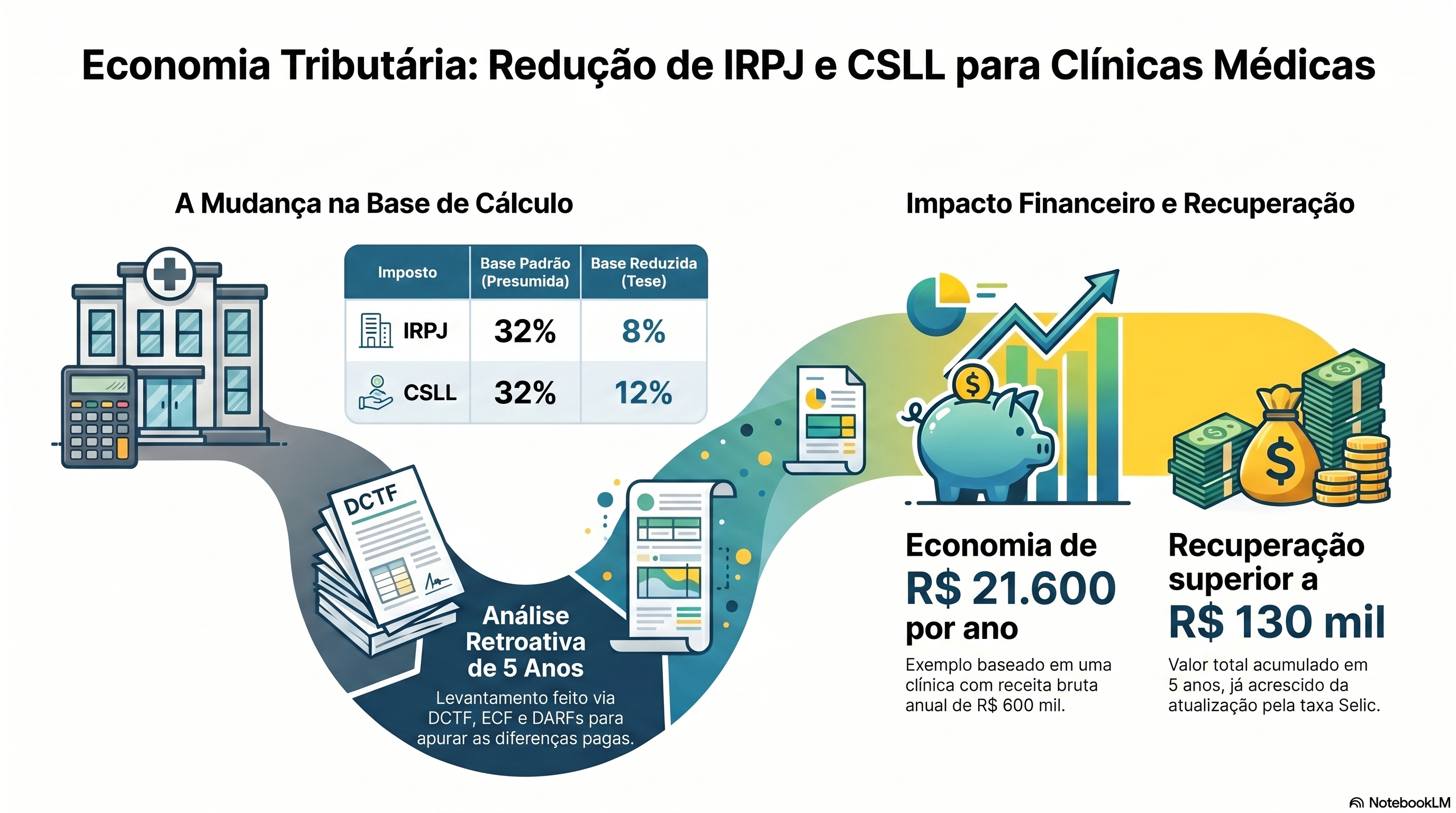 Como o c&aacute;lculo do IRPJ e da CSLL &eacute; afetado pela redu&ccedil;&atilde;o da base de c&aacute;lculo?
