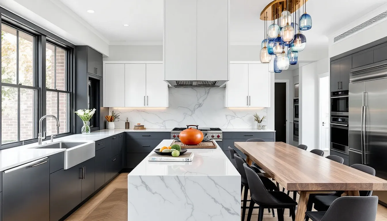 A modern kitchen remodel in Boston showcasing innovative design.