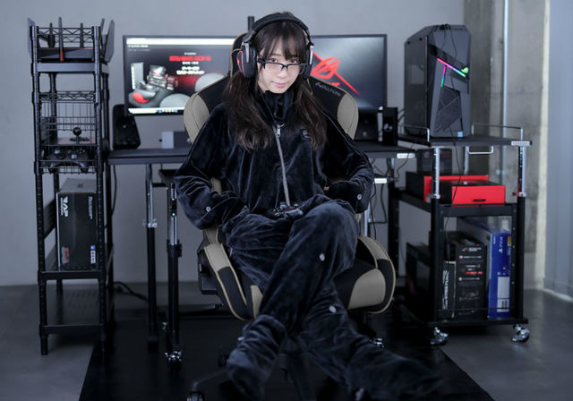 Video gamer wearing Kigurumi