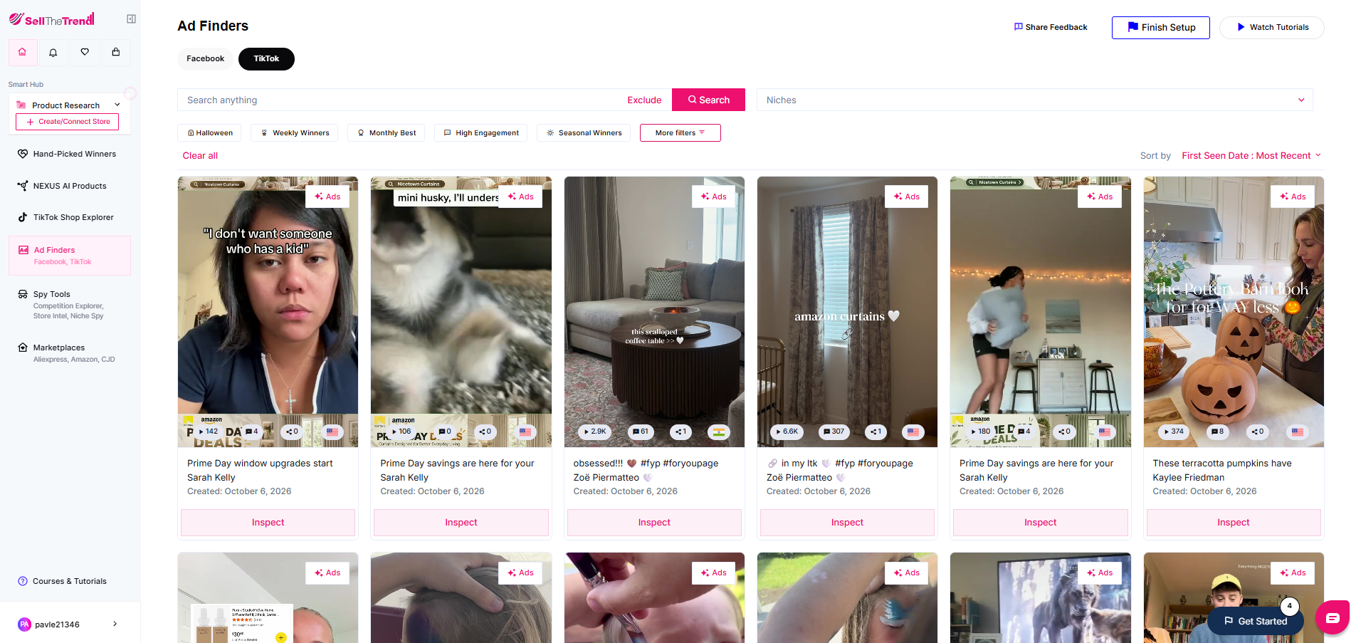 Sell The Trend Viral Ads Explorer screenshot.