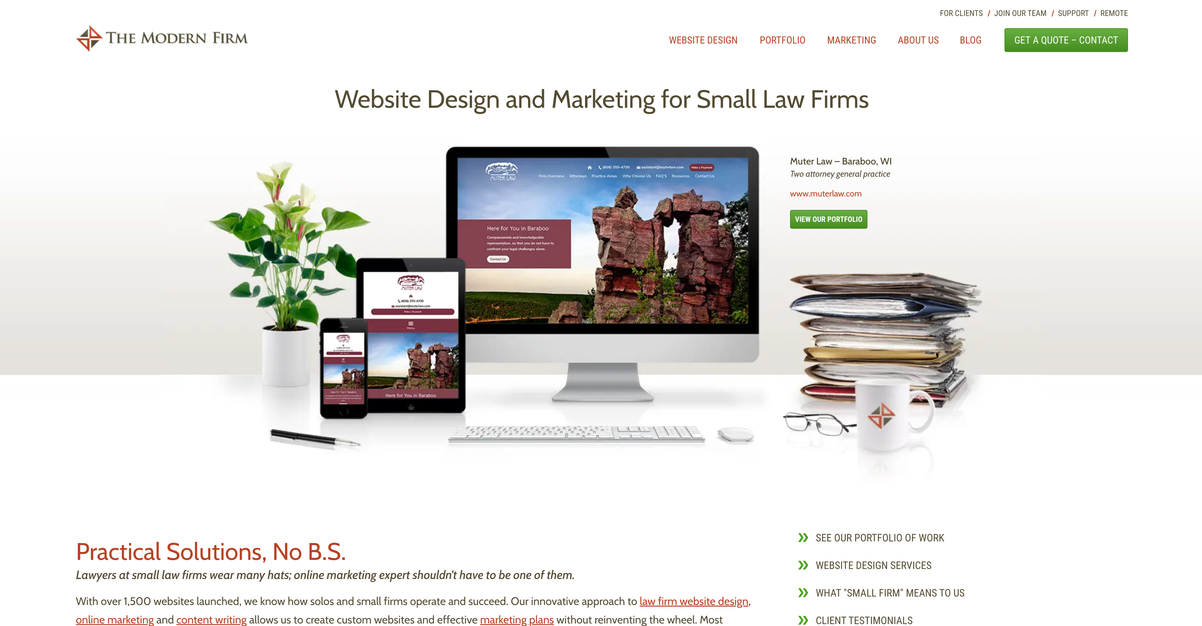 The Modern Firm's homepage for law firm website design and development.