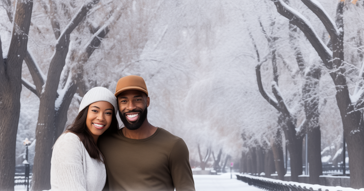 A happy couple in Central Park after completing online marriage counseling in New York with Loving at Your Best Marriage and Couples Counseling.