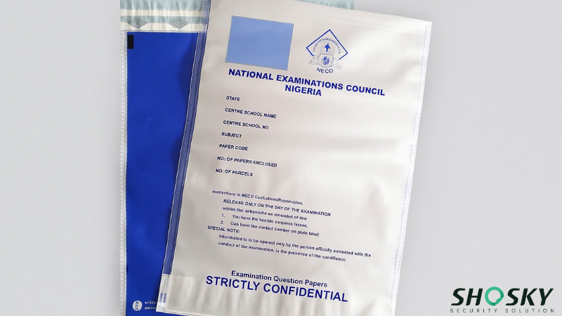 Secure question paper packet with tension-resistant design and strict exam warnings