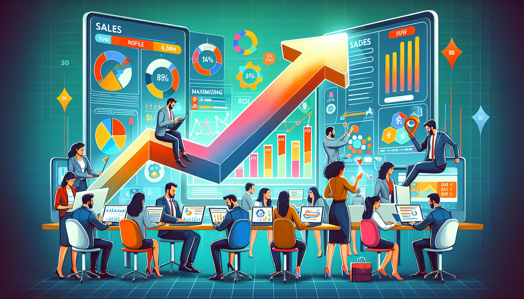 A creative illustration representing maximizing ROI with LinkedIn Sales Navigator.