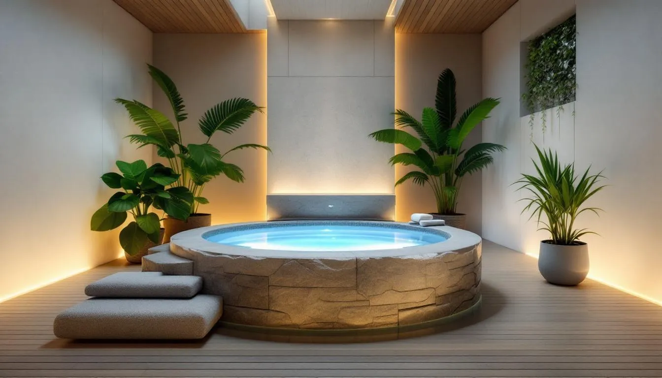 A beautifully designed spa environment with a hydrotherapy tub.