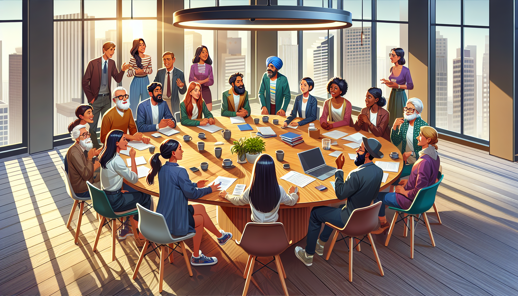 Diverse team discussing job descriptions