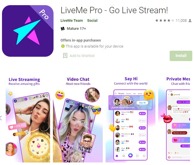 5.) LiveMe Pro - Go Live Stream!