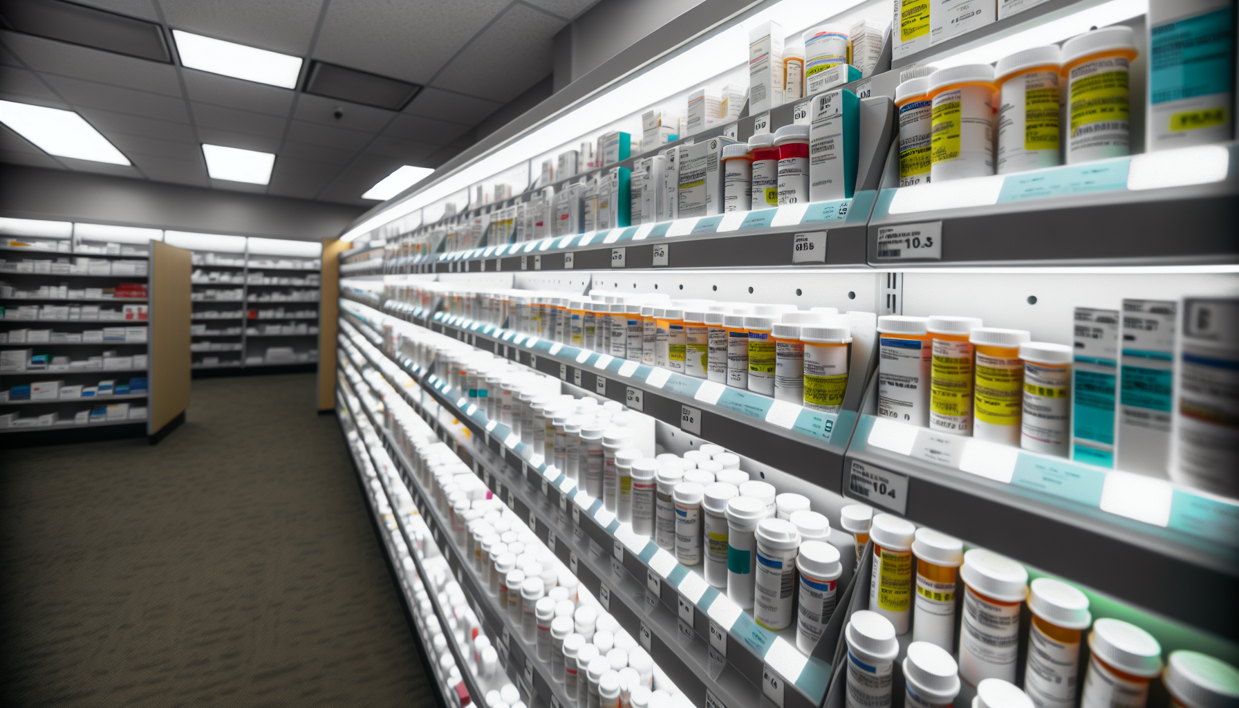 Various prescription drugs in a pharmacy