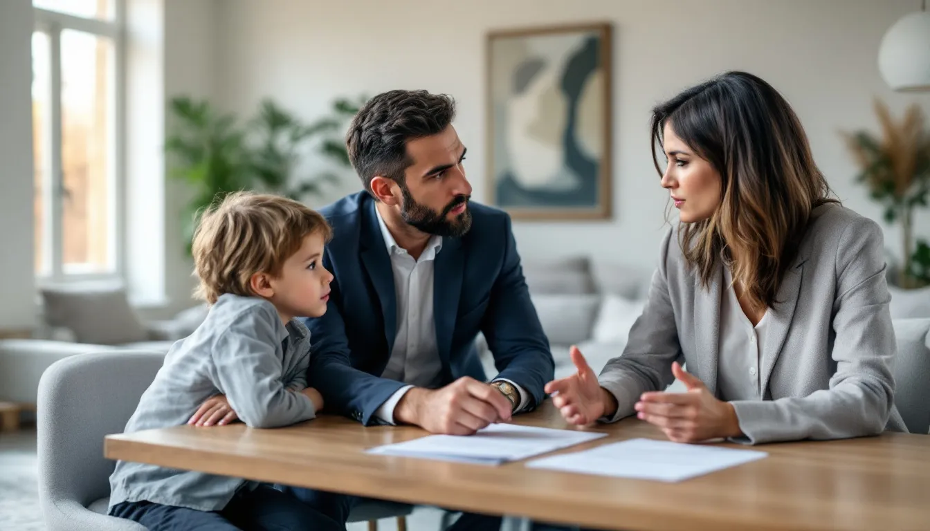 A family discussing the importance of a parenting plan.