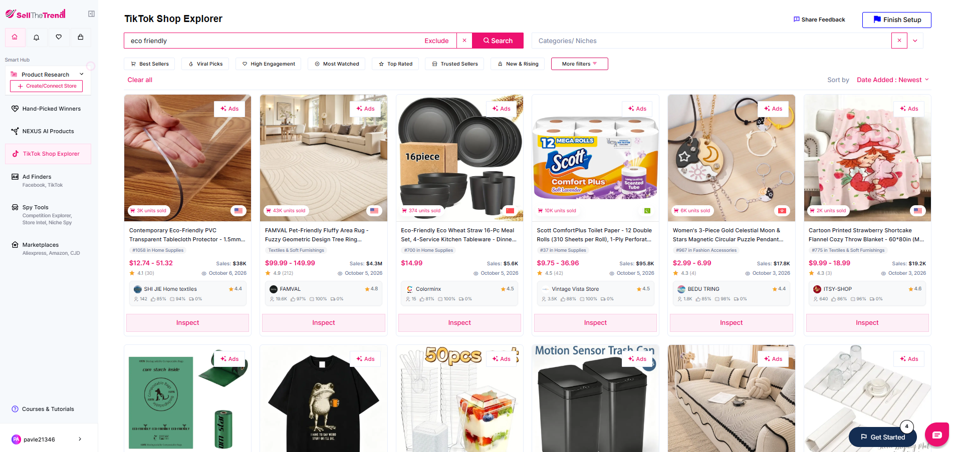 Eco products on Sell The Trend screenshot.