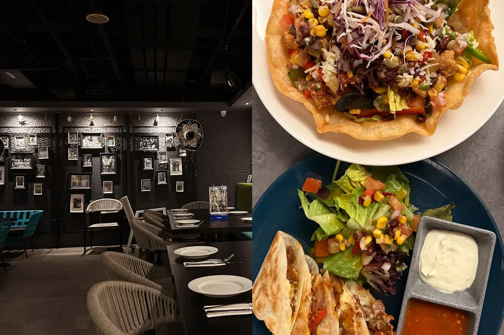 Rico Rico interior and tostada with quesadilla plate.