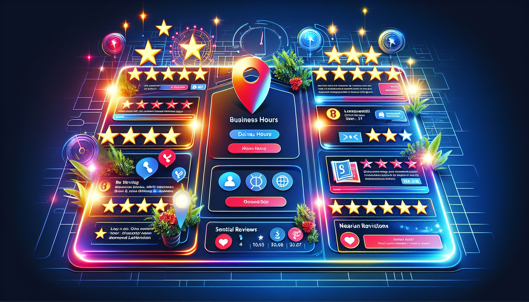 A visual representation of a Google Business Profile with highlighted features that enhance local search visibility.