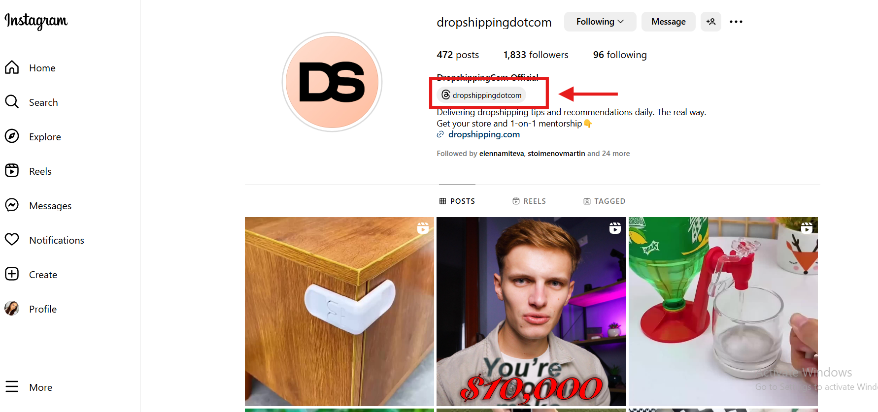 dropshipping.com social media handle