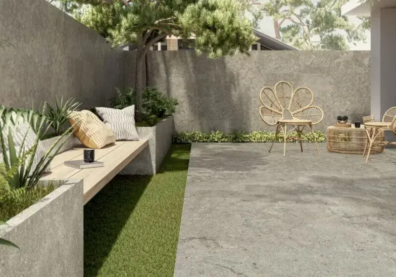 Unlike previous years, where outdoor spaces were often kept simple, tiles like the Alba Stone Greige Wavy Edge 20mm Outdoor Porcelain Tile by Pamesa are helping homeowners create more textured, design-led gardens.