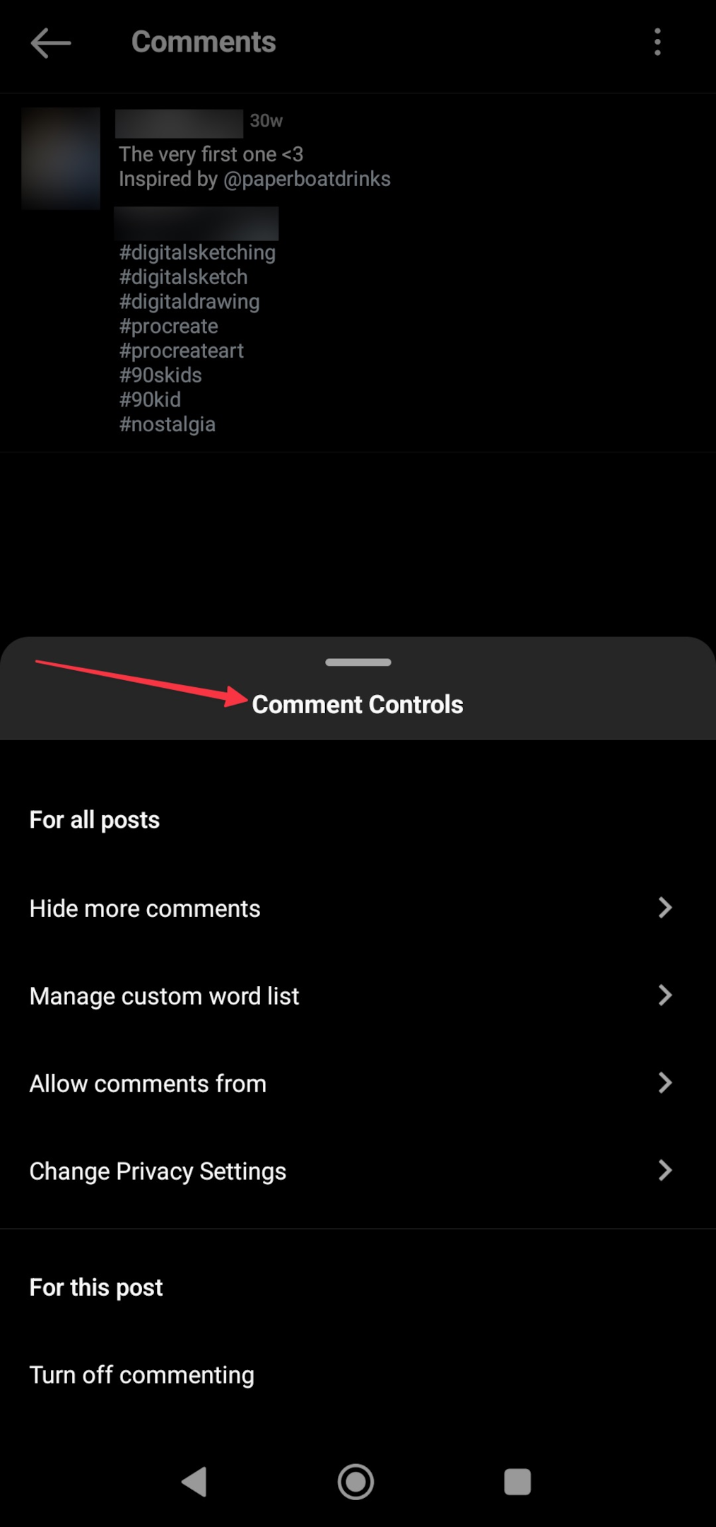 Remote.tools shows comment control settings for your Instagram profile