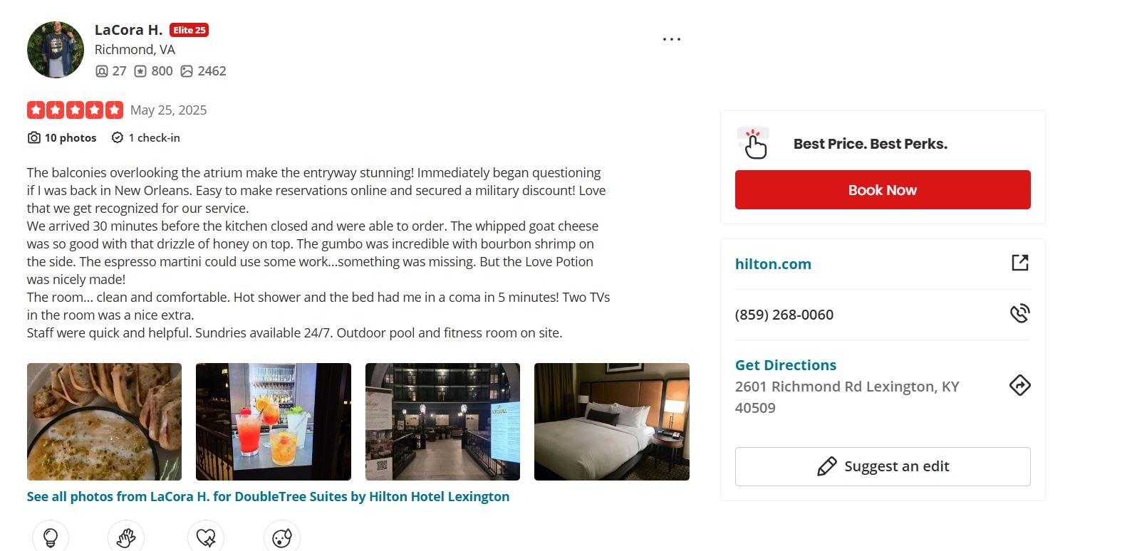 Image of Reviews on Yelp for DoubleTree by Hilton Lexington