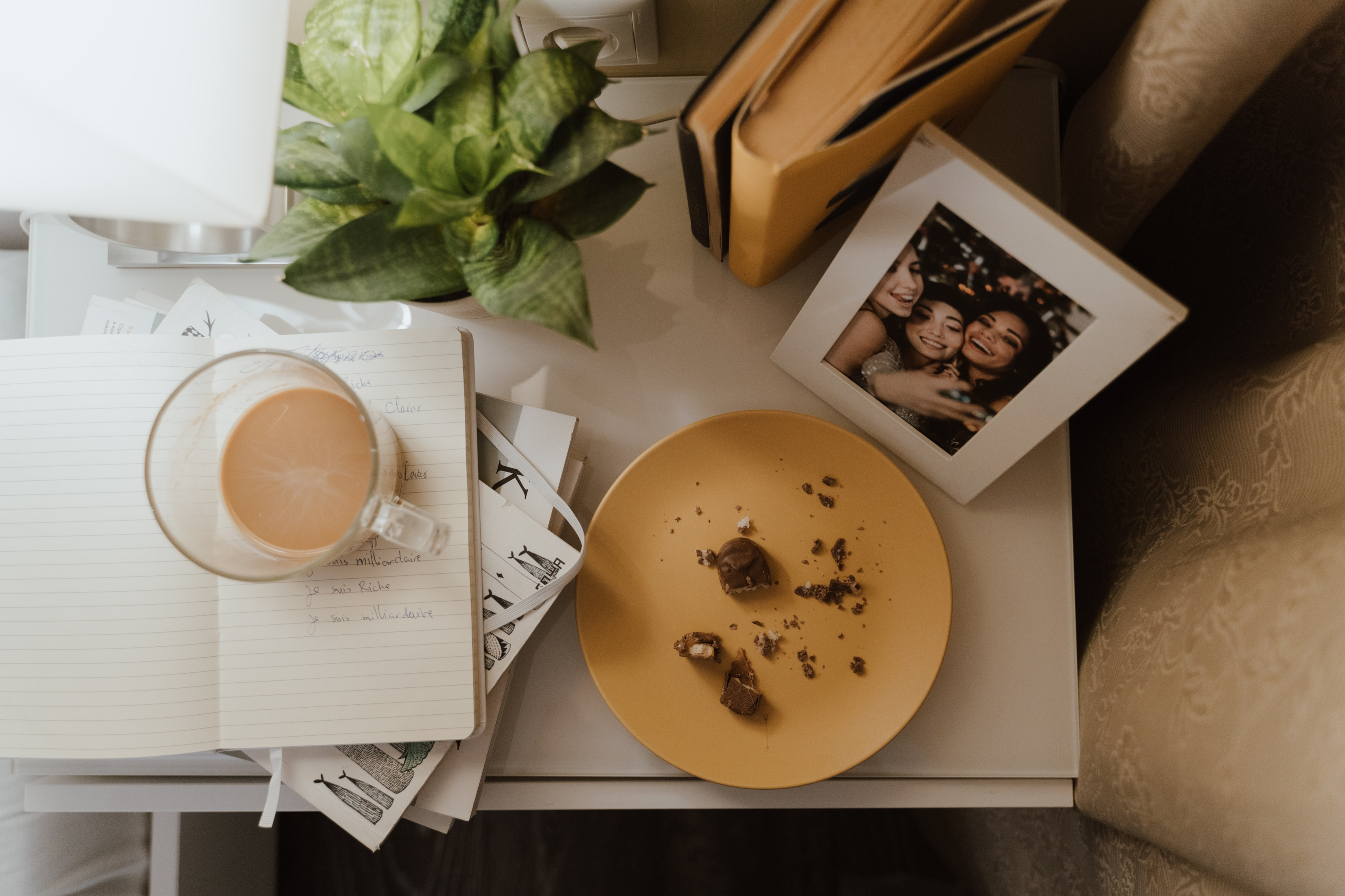 Food leftovers and crumbs on night stand attracting mice