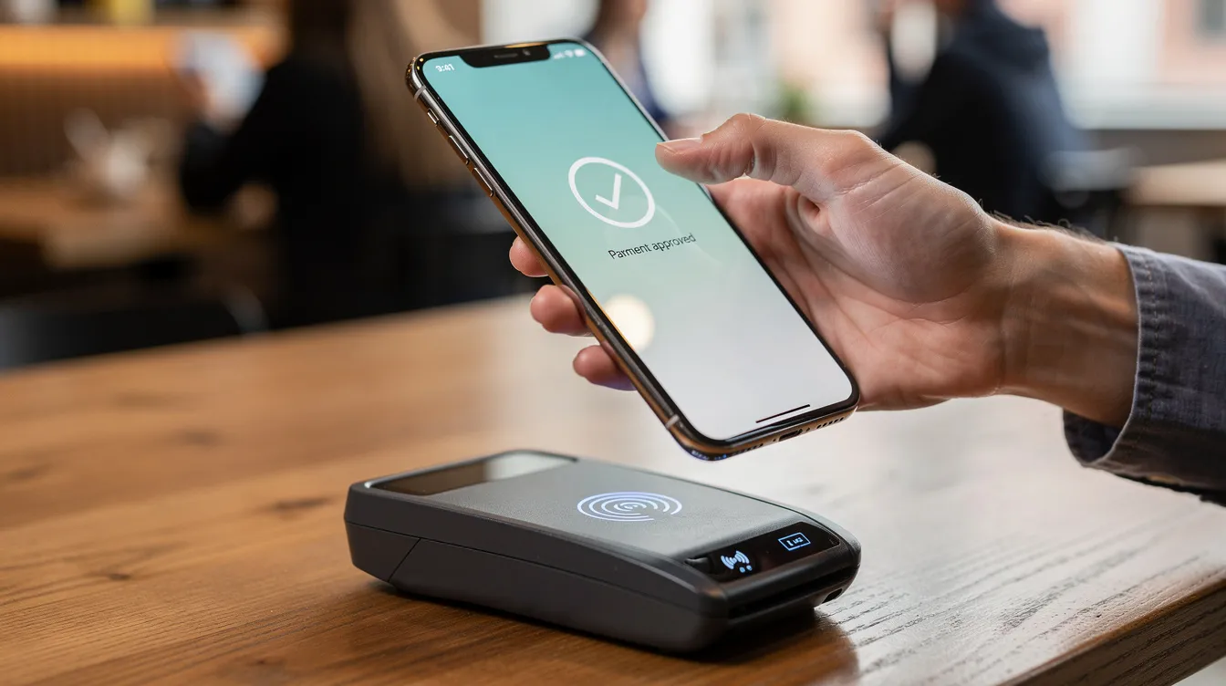 An image shows a person's hand tapping a smartphone screen to make a payment, illustrating the convenience of online transactions for betting sites. This action highlights the ease of using mobile devices for depositing funds and claiming bonuses like the 500 rs signup bonus.