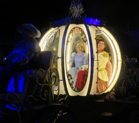 Cinderella and Prince Charming in the Disney World Christmas Parade