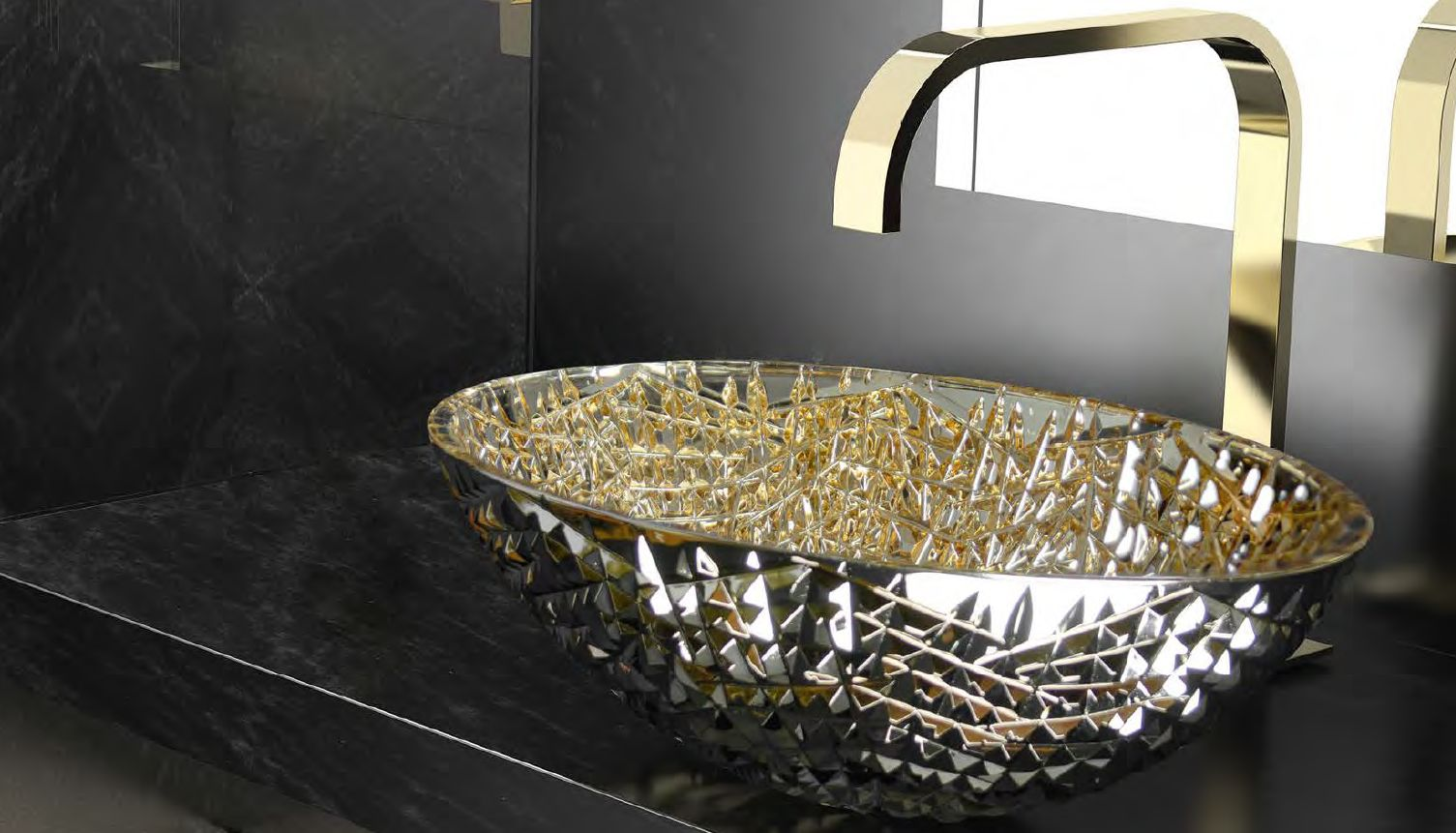 Glass Design® ICE Aufsatzwaschbecken in gold/chrom