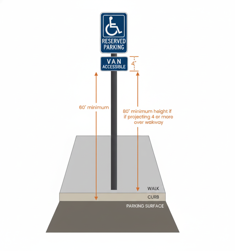 What Are the ADA Parking Space Signage Requirements? 2 ada parking space requirements for accessible signage